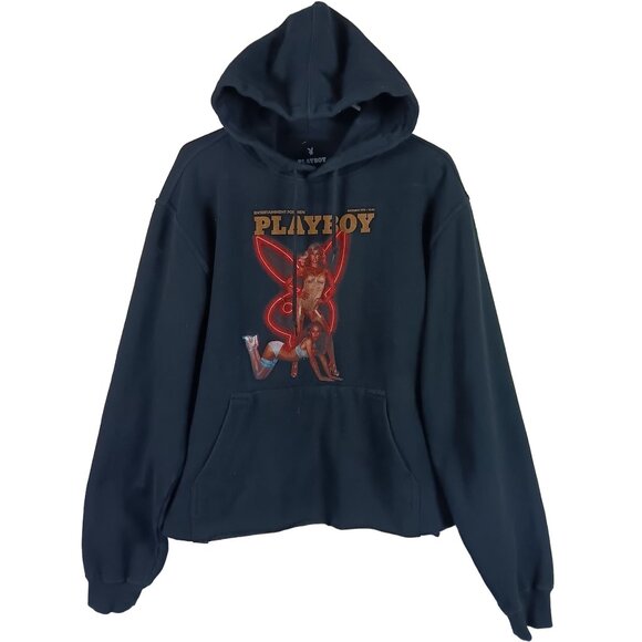 Playboy Black Hoodie Retro Cover Graphic Size Medium Black Entertainment For Men - Picture 6 of 9
